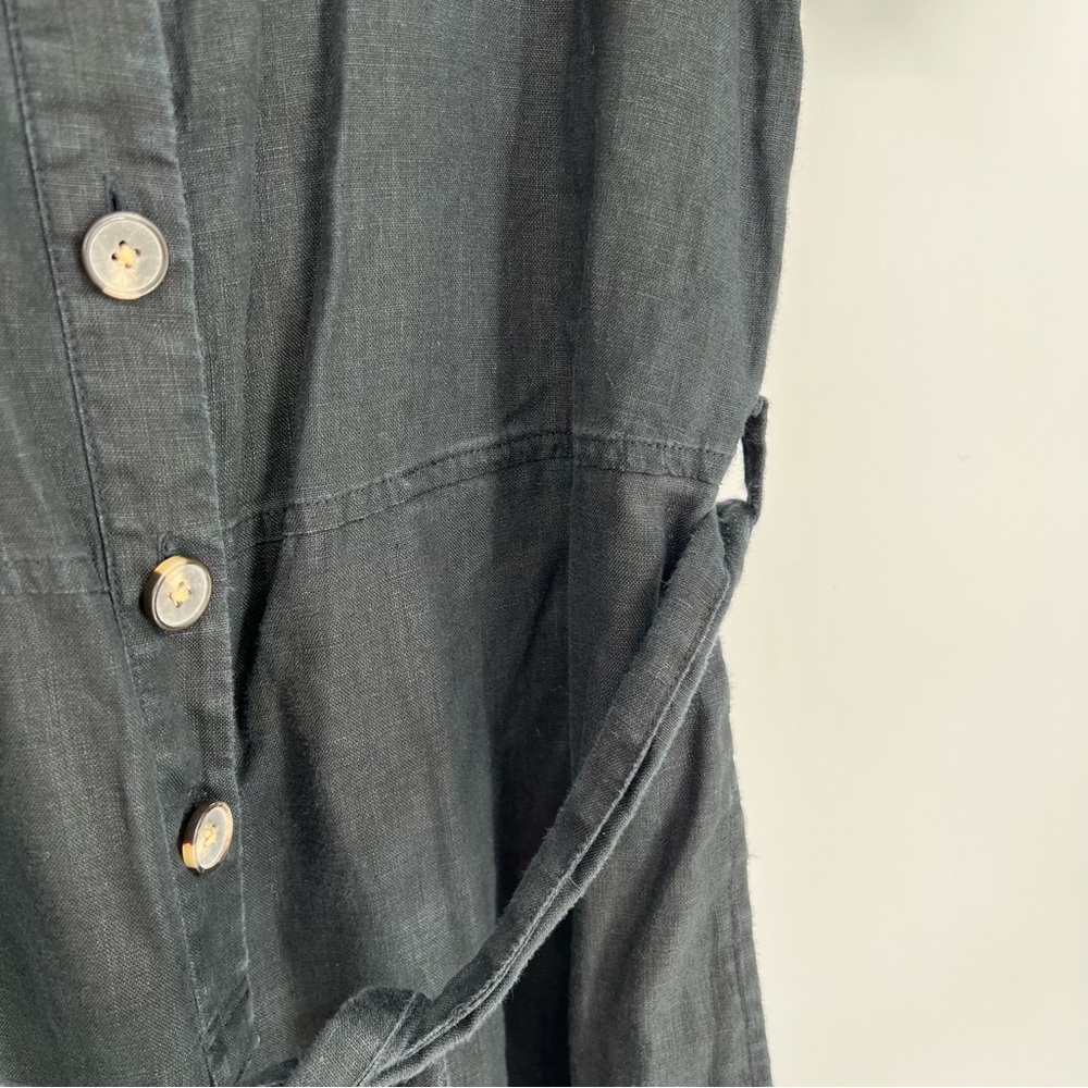 EVERLANE Women's The 100% Linen Short-Sleeve‎ Jumpsuit Size 0 Black - Picture 9 of 14
